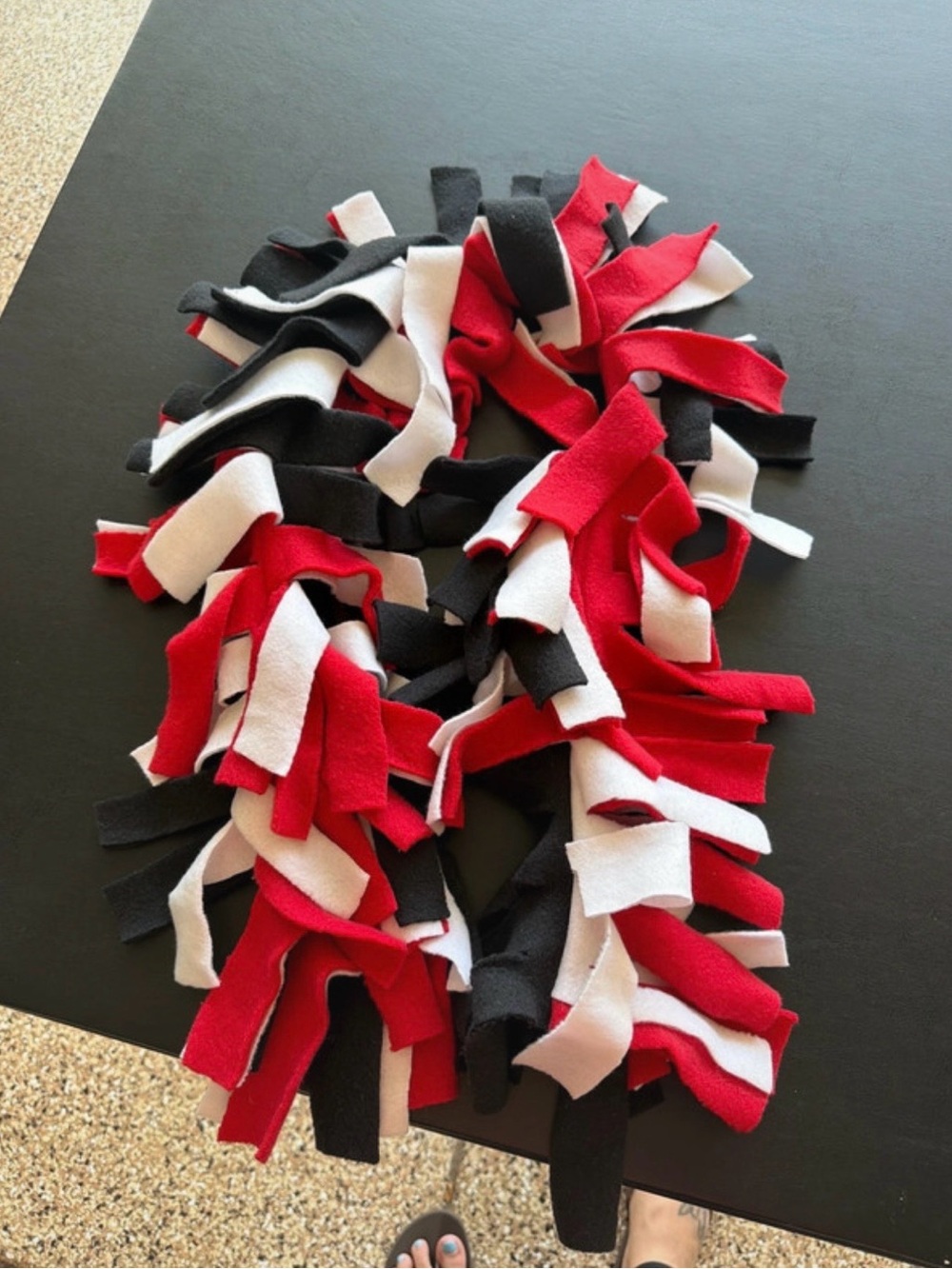 Fleece Tassel Scarf - Red, Black & White